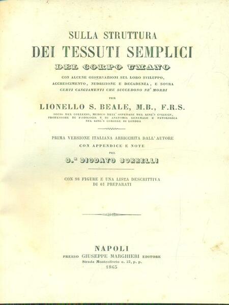 Sulla struttura dei tessuti semplici