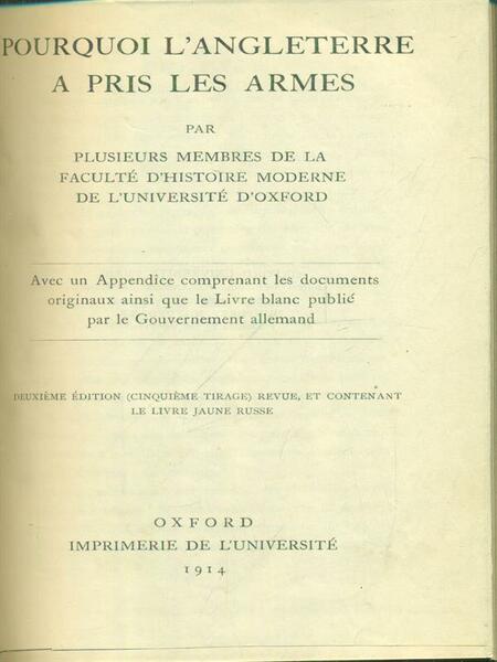 Pourquoi l'Angleterre a pris les armes