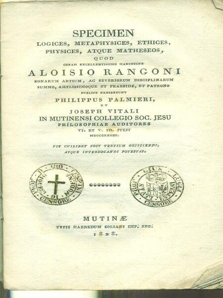Specimen logices, metaphysices, ethices physices, atque matheseos
