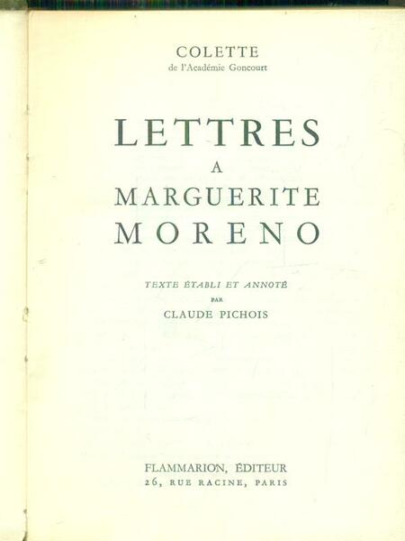 Lettres a Marguerite Moreno