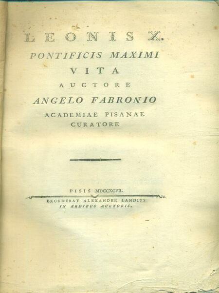 Leonis X pontificis maximi Vita