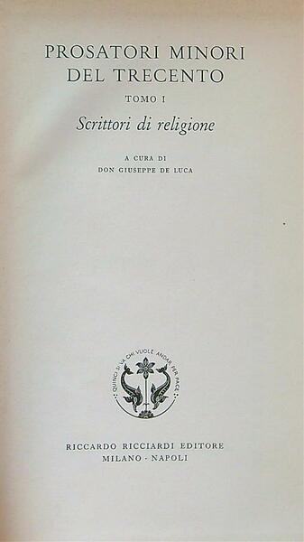 Prosatori minori del Trecen tomo 1