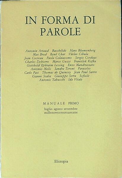 In forma di parole Manuale primo Luglio Agosto Settembre 1983