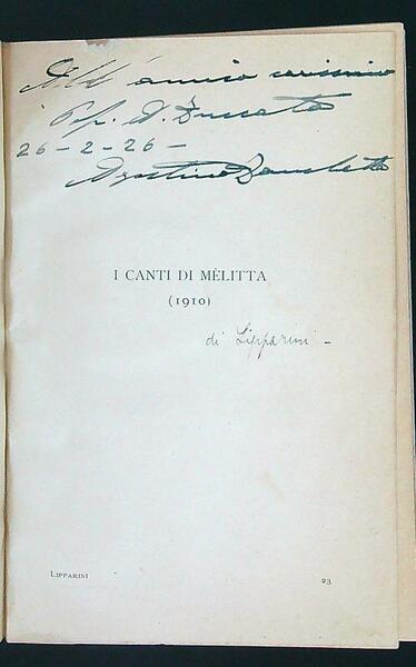 I canti di Melitta 1910