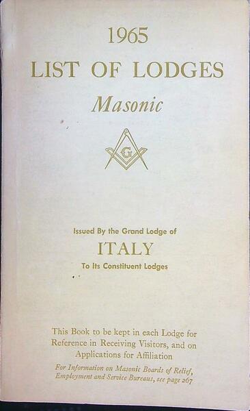 1965 List of Lodges Masonic