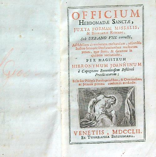 Officium hebdomadae sanctae juxta formam Missalis et Breviarii Romani