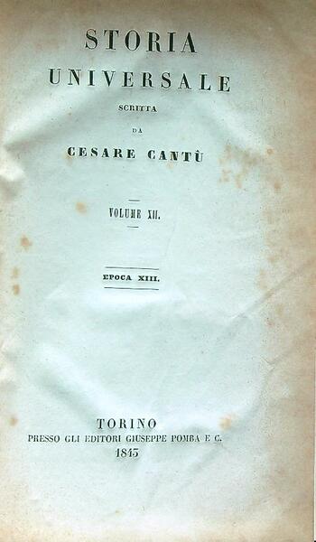 Storia Universale. Volume XII. Epoca XIII
