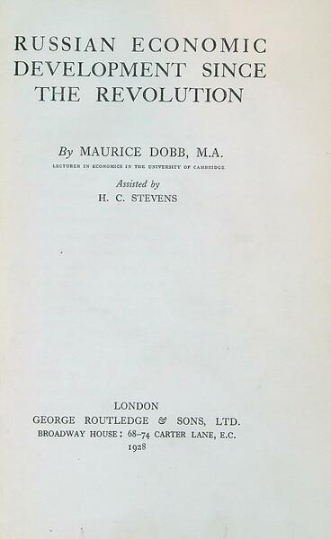 Russian Economic Development since the Revolution