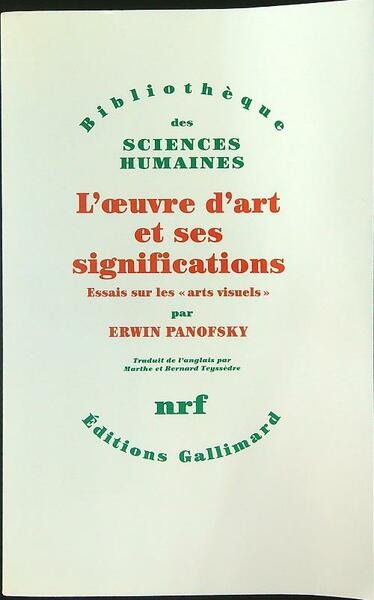 L'oeuvre d'art et ses significations