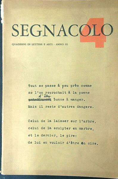 Segnacolo 4 Anno III Luglio - Agosto 1962