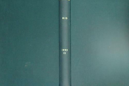 RID Annata 1992. Vol II. Dal n. 7- Luglio 1992 …