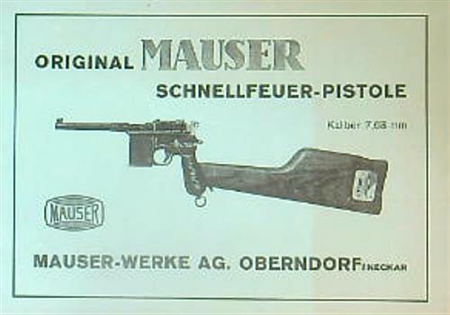 Original Mauser Schnellfeuer-Pistole Kaliber 7,63