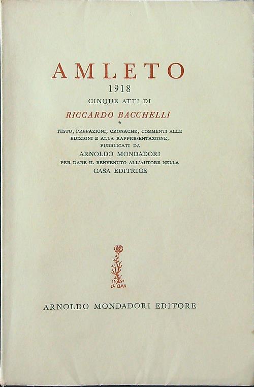 Amleto 1918. Cinque atti.