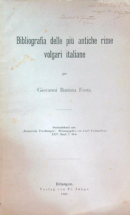 Bibliografia delle piu' antiche rime volgari italiane