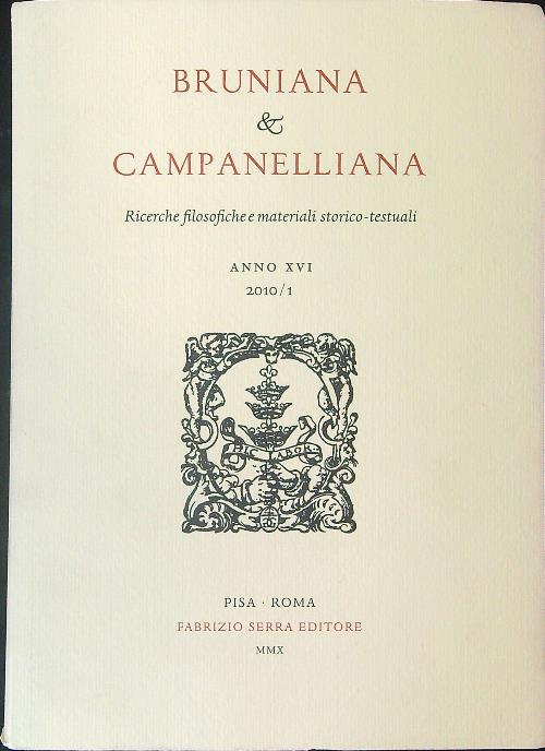 Bruniana & Campanella Anno XVI 2010 / 1