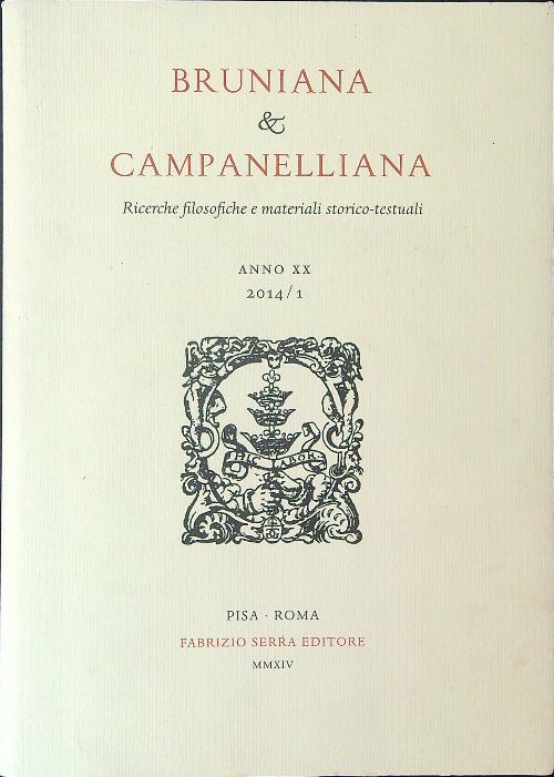 Bruniana & campanelliana Anno XX - 2014/1