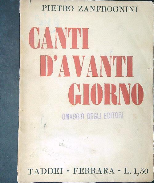 Canti d'avanti giorno DA RILEGARE