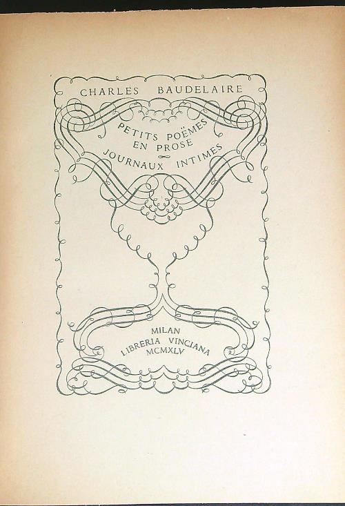 Charles Baudelaire Petits poemes en prose Journaux intimes