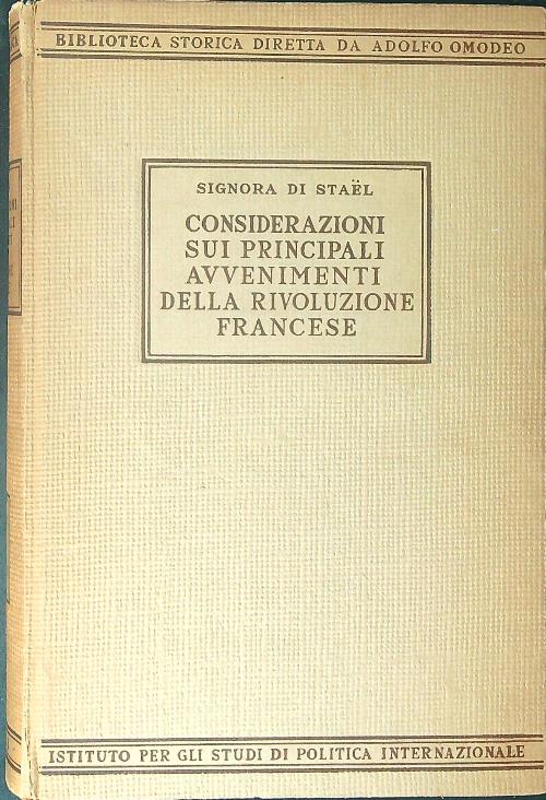 Considerazioni sui principali avvenimenti della rivoluzione Francese