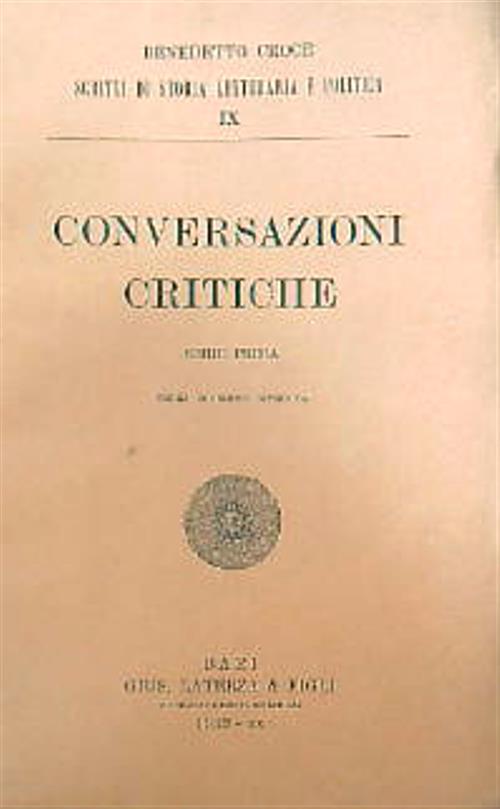 Conversazioni critiche. Serie prima