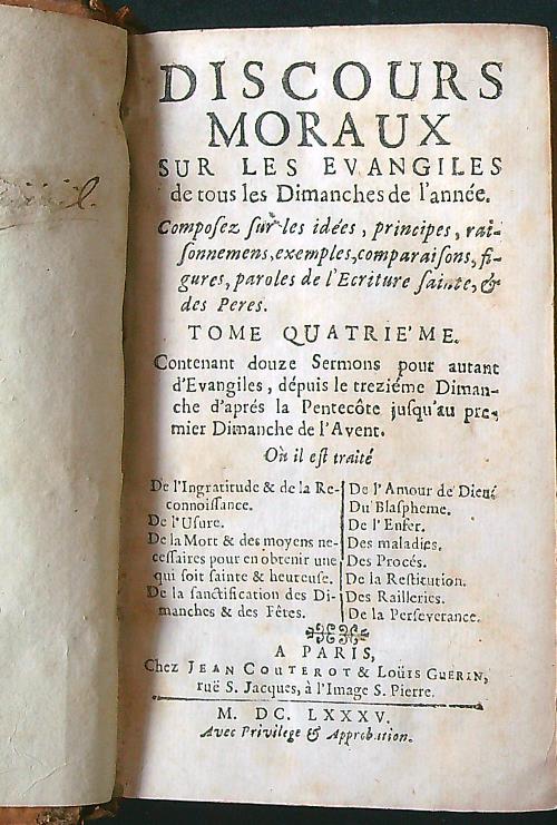 Discours moraux sur les evangiles tome 4