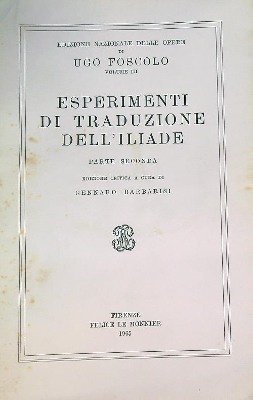 Esperimenti di traduzione dell'Iliade parte seconda