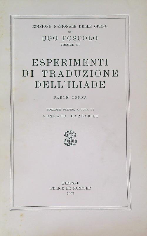 Esperimenti di traduzione dell'Iliade parte terza