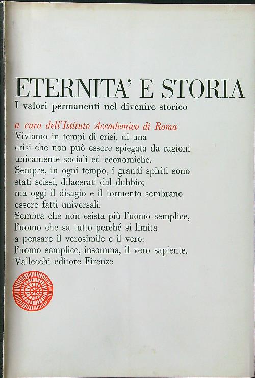 Eternita' e storia. I valori permanenti nel divenire storico