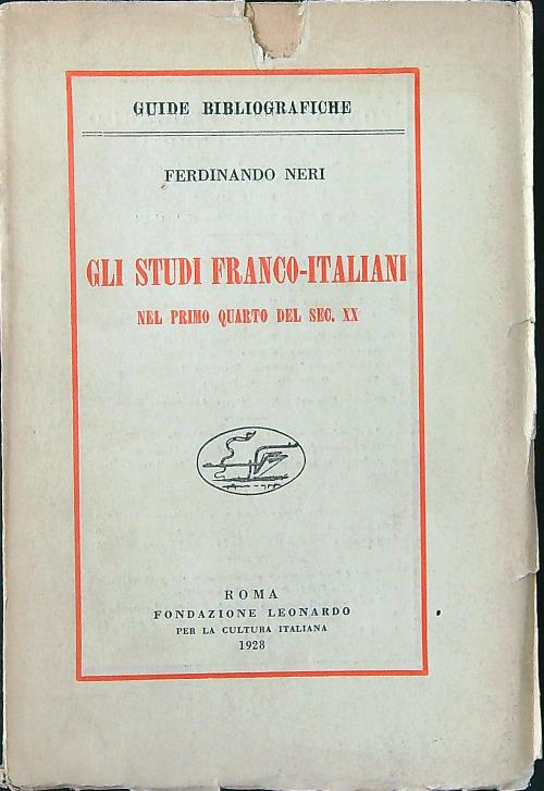 Gli studi franco-italiani nel primo quarto del sec. XX
