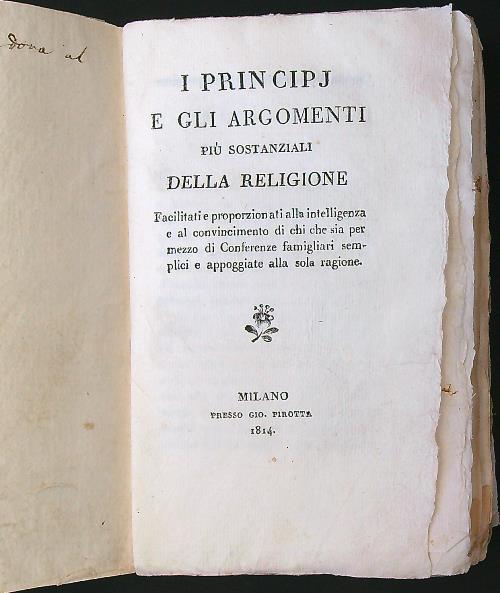 I principi e gli argomenti piu' sostanziali della religione