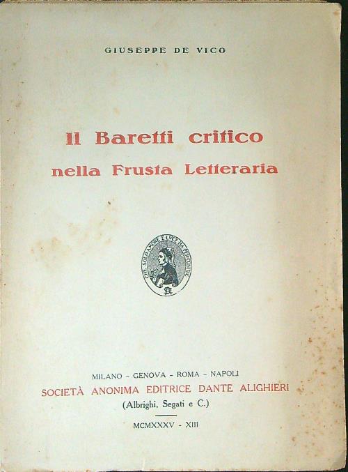 Il Baretti critico nella Frusta letteraria