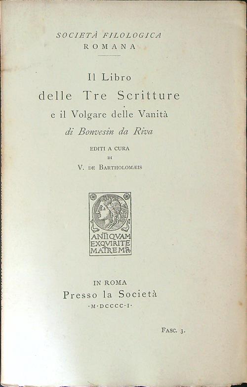 Il libro delle tre scritture Fasc III