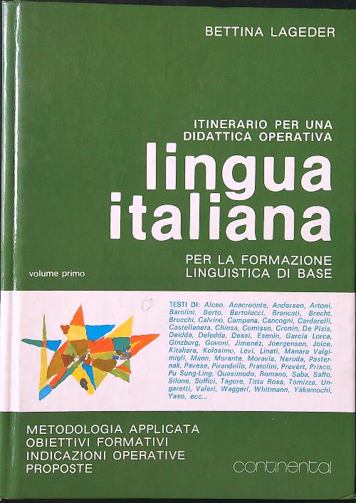 Itinerario per una didattica operativa della lingua italiana vol. 1