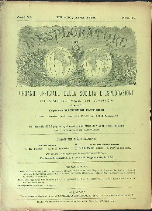 L'esploratore Anno VI - Aprile 1882 - Fasc IV