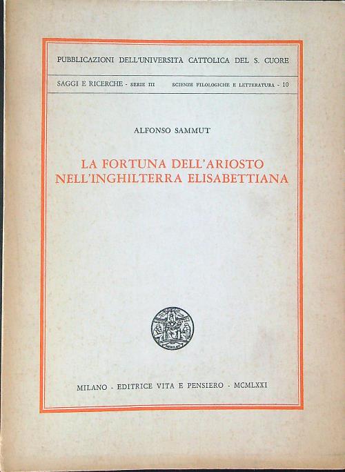 La fortuna dell'Ariosto nell'Inghilterra Elisabettiana