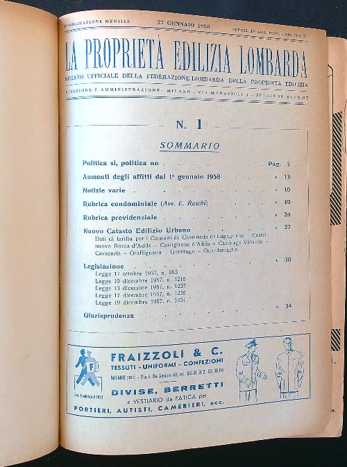 La proprieta' edilizia lombarda annata 1958