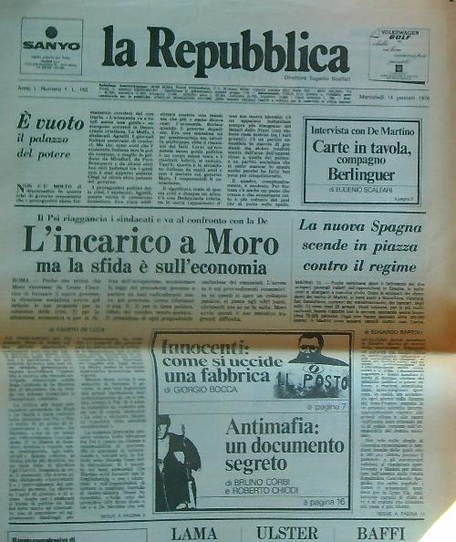 La Repubblica n. 1/ Mercoledi 14 gennaio 1976