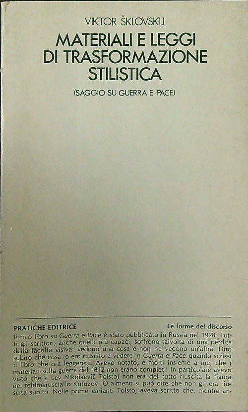 Materiali e leggi di trasformazione stilistica