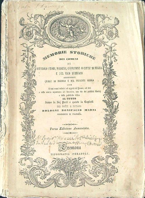Memorie storiche dei comuni di Rivarolo Fuori, Piedena, Calvatone o …