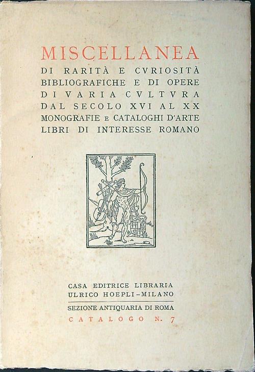 Miscellanea. Sezione antiquaria di Roma catalogo n. 7
