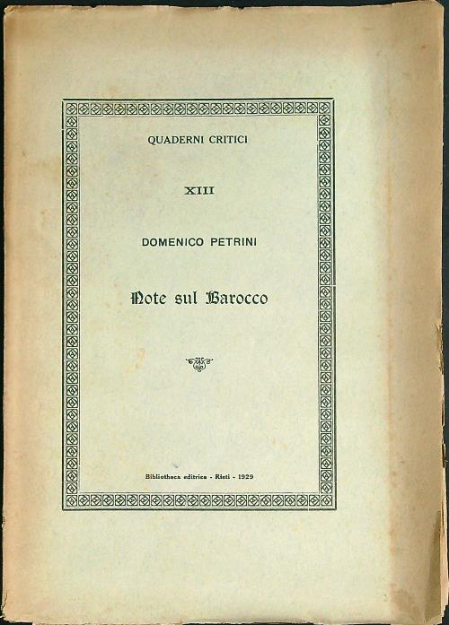 Note sul barocco