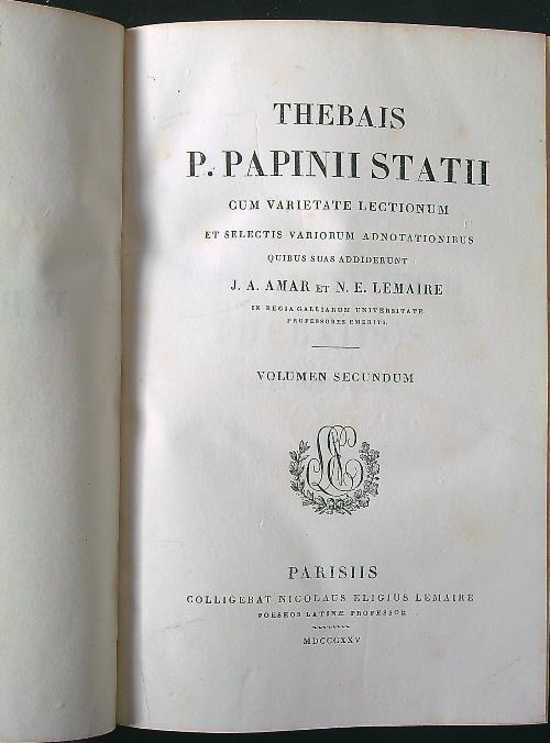 P. Papinii Statii volumen secundum