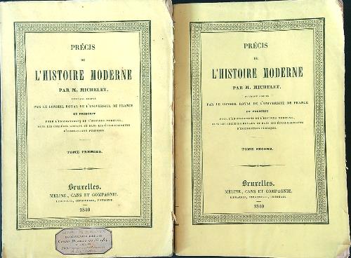 Precis de l'histoire moderne 2 tomes