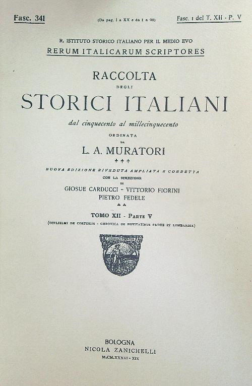 Raccolta degli storici italiani Tomo XII - Parte V Fasc …