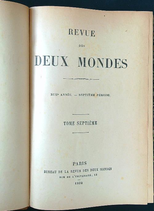 Revue des deux mondes n. 7/janvier 1922