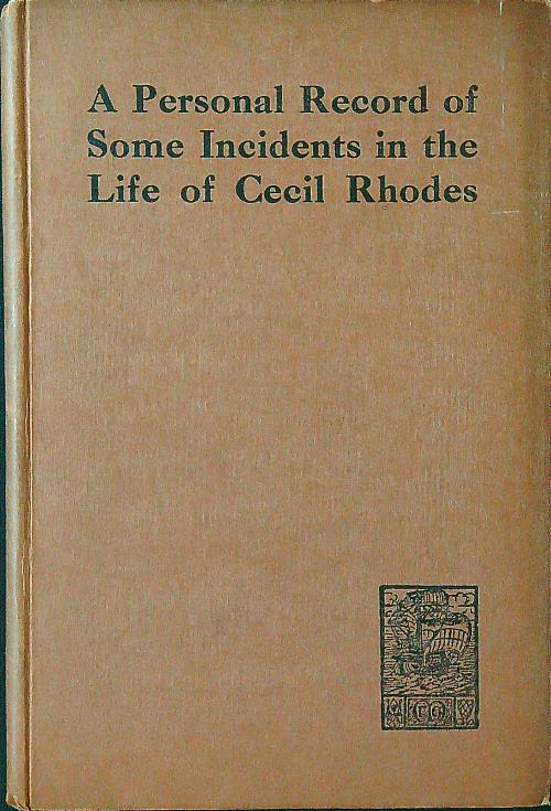 Some incidentrs in the life of Cecil Rhodes