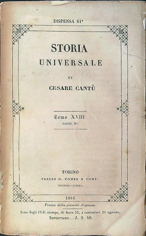 Storia universale dispensa 61 tomo XVIII parte 2