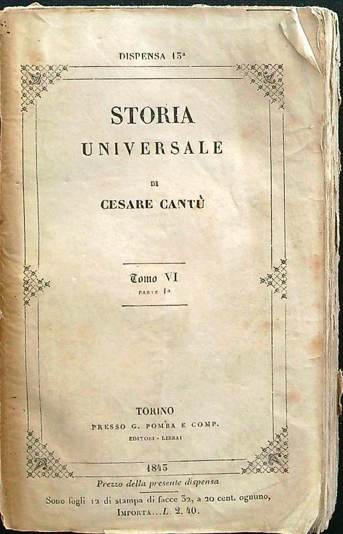 Storia universale dispensa n. 13 tomo VI parte 1