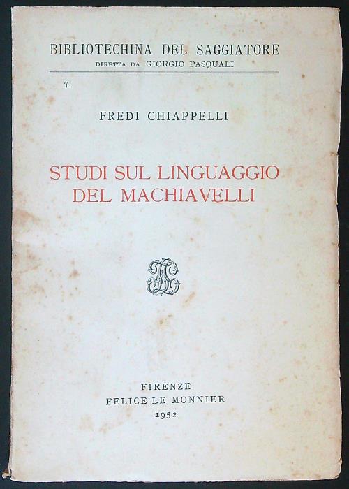 Studi sul linguaggio del Machiavelli
