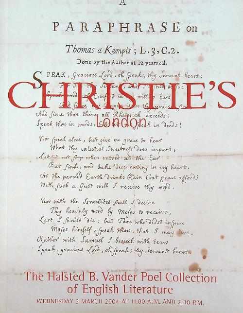 The Halsted B. Vander Poel Collection of English Literature. 2004